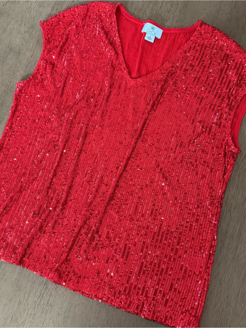 CeCe Red Sequin Blouse